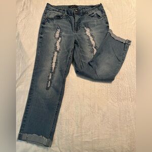 Cato Blue Distressed Straight Leg Jeans